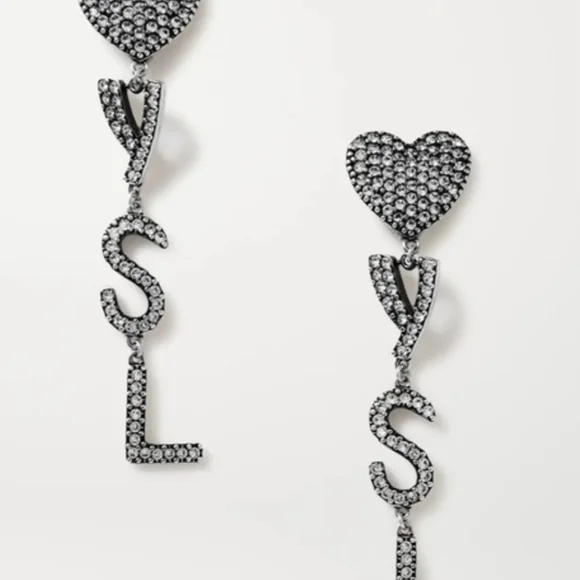 Saint Laurent Black Heart Drop Earrings - Picture 3 of 5